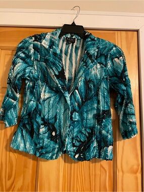 Toni Torgans Teal Ruffle Blouse